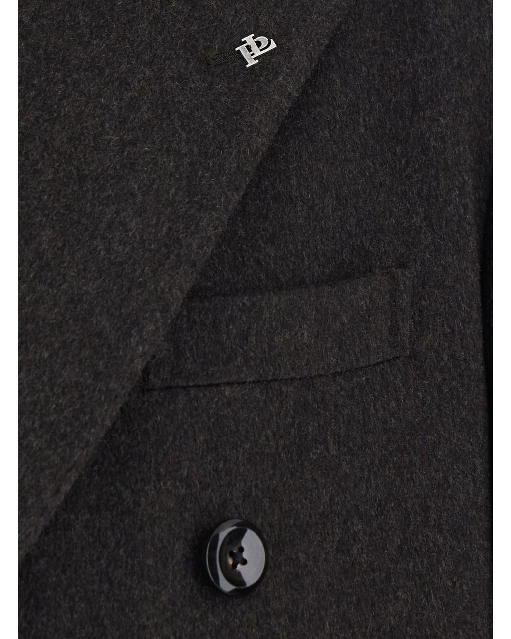 Tagliatore Black Coat With Notched Revers And Button Closure for men