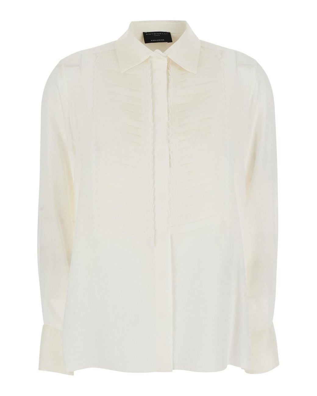 Antonelli White Shirt Anice With Classic Collar And Long Sleeves