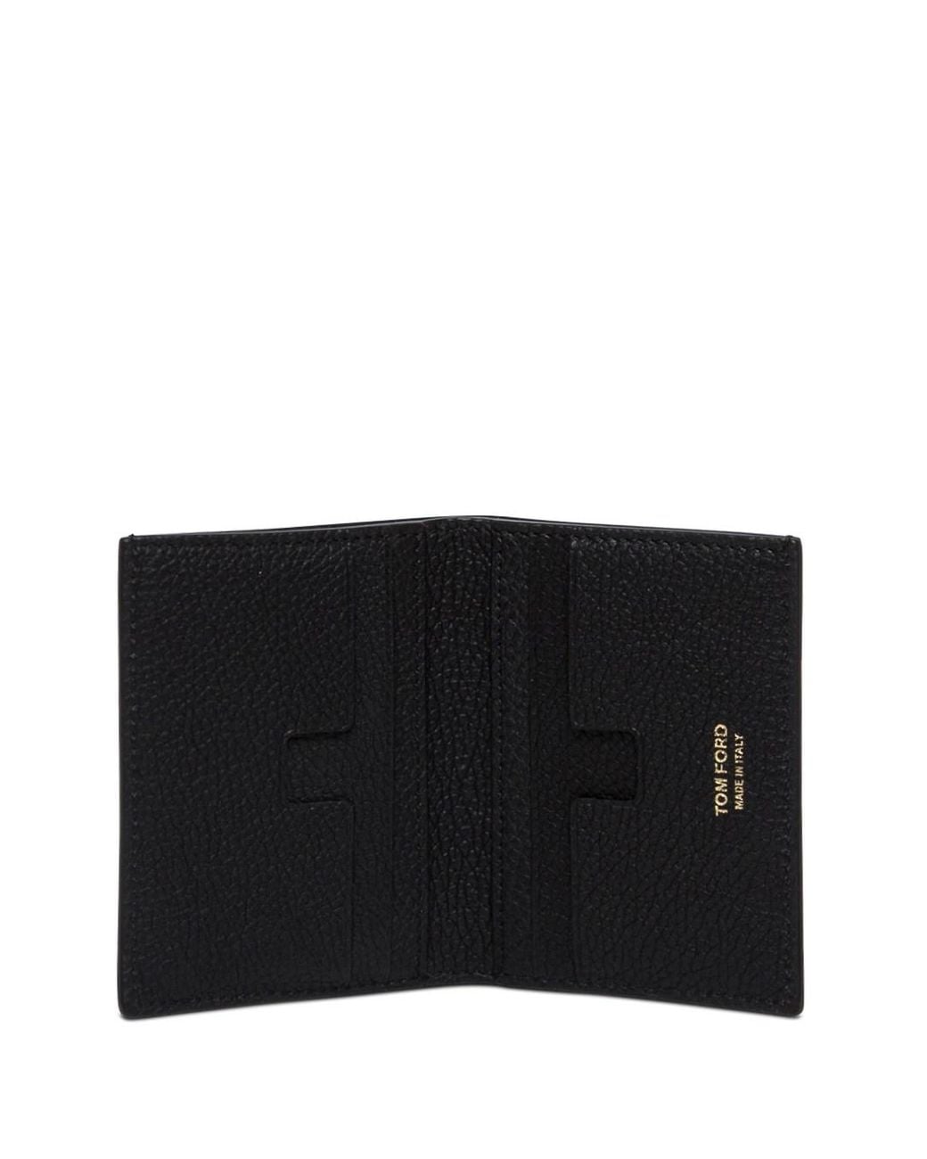 Tom Ford Black Card Holder With Embossed Logo Lettering On The Front for men