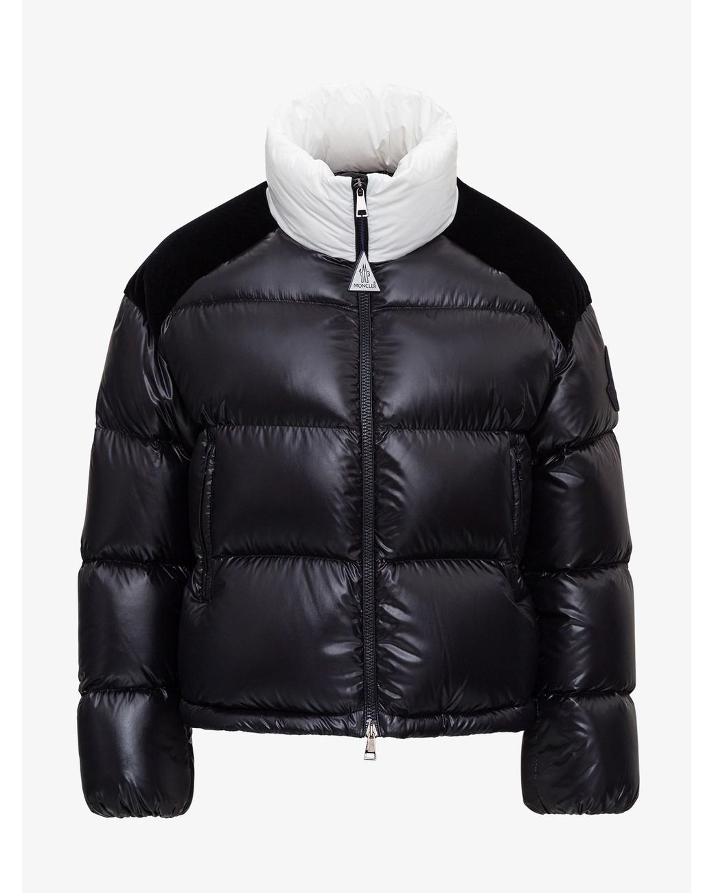 Moncler Chouelle Logo Lacque Down Puffer Coat in Black | Lyst UK