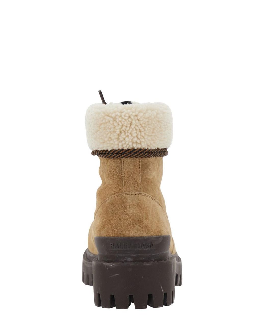 Balenciaga Brown 'Strike' Ankle Boots With Fur Lining And Logo Letteri for men
