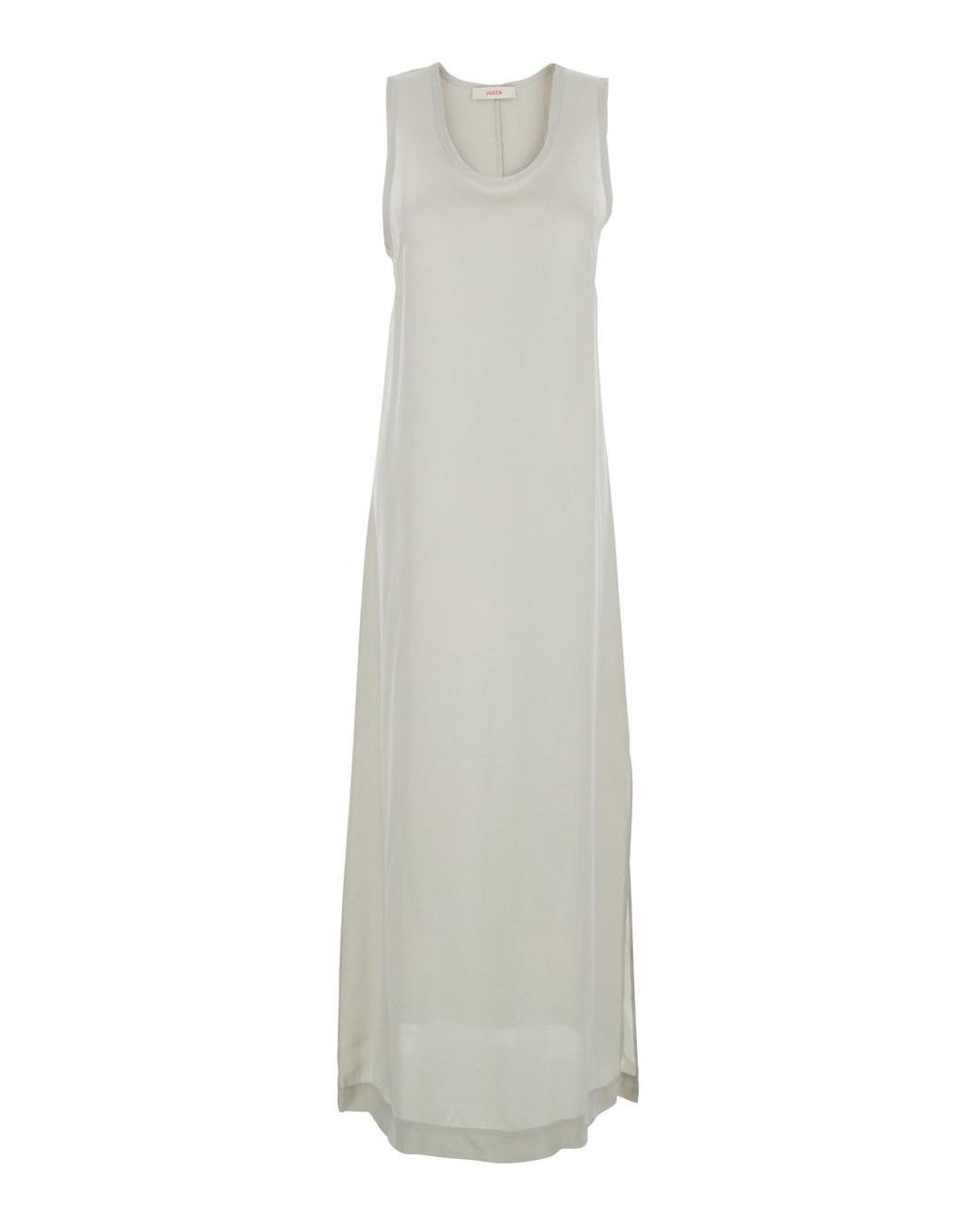 Jucca White Long Dress With U-Neck And Back Closure