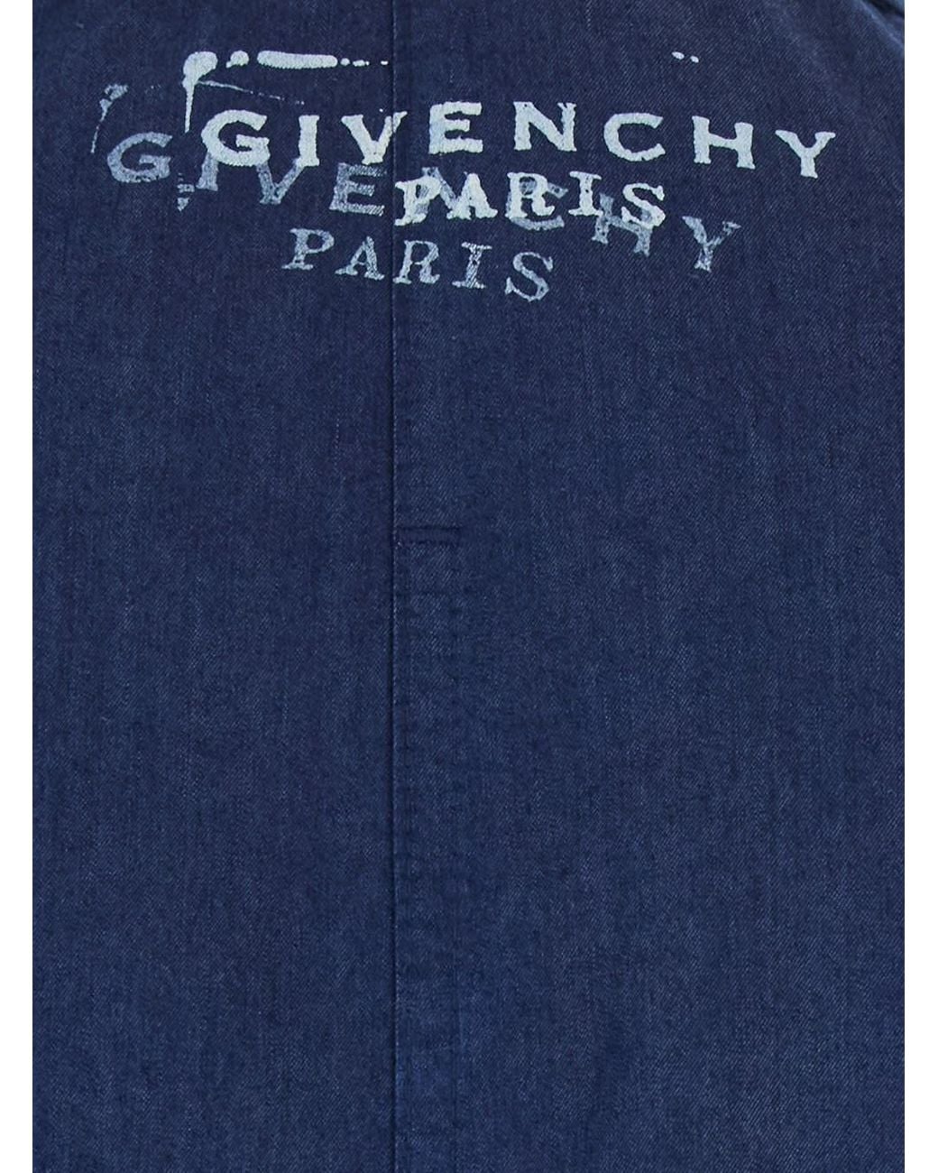 Camicia Con Colletto A Punta E Stampa Logo Sul Retro di Givenchy in Blue da Uomo