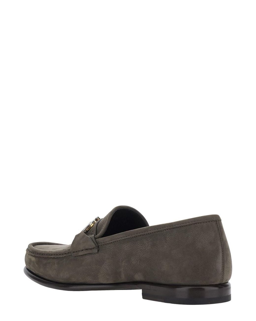 Ferragamo Gray 'Avril' Loafers With Gancini Plaque On The Front for men