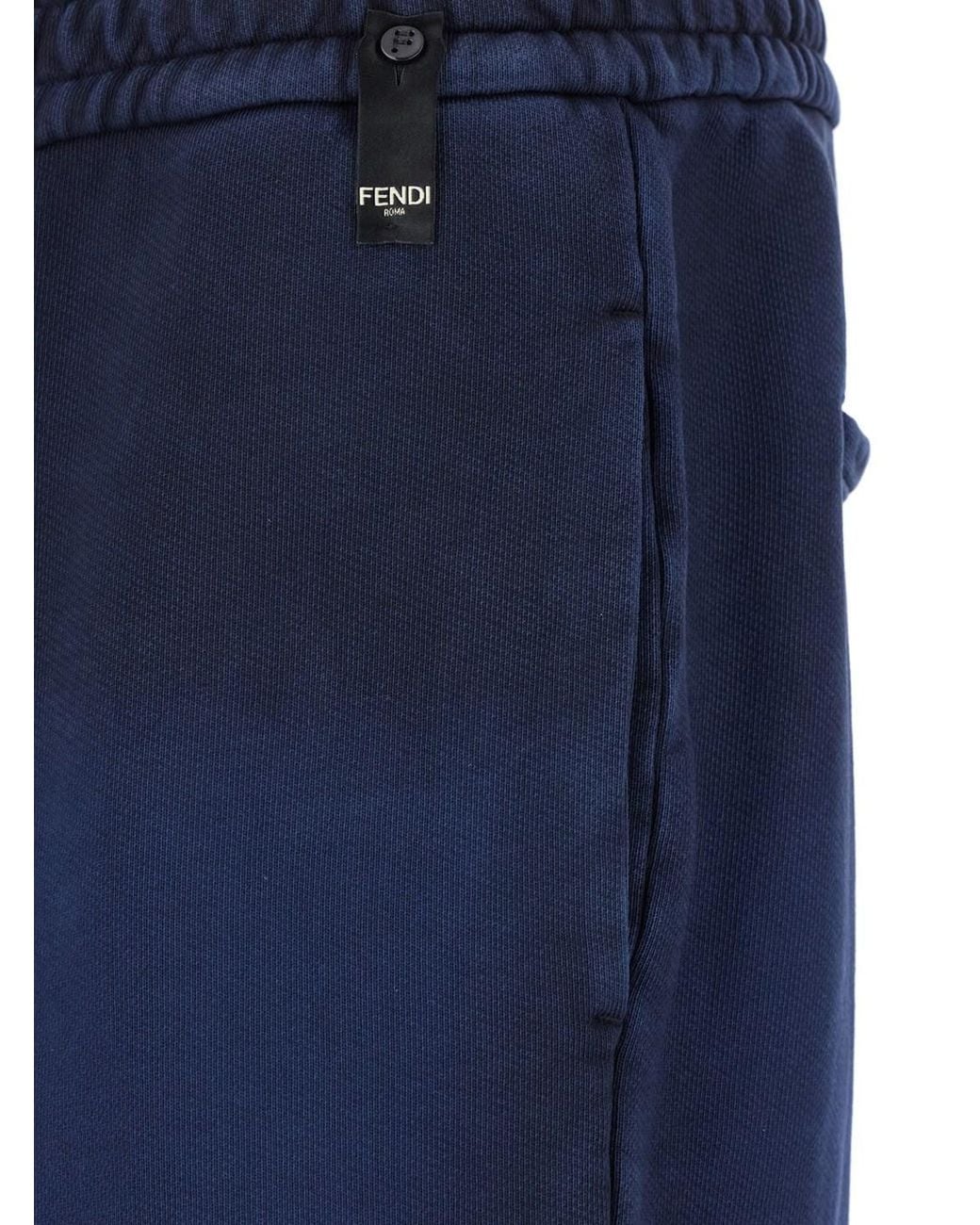 Fendi Blue Pants With High Elastic Waist for men