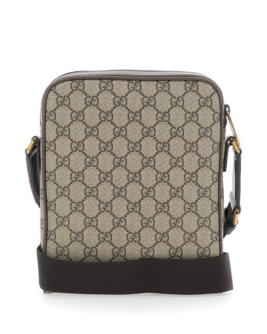 Gucci Black 'Ophidia' Small Crossbody Bag With Gg All-Over Motif And Metallic Logo On The Front for men