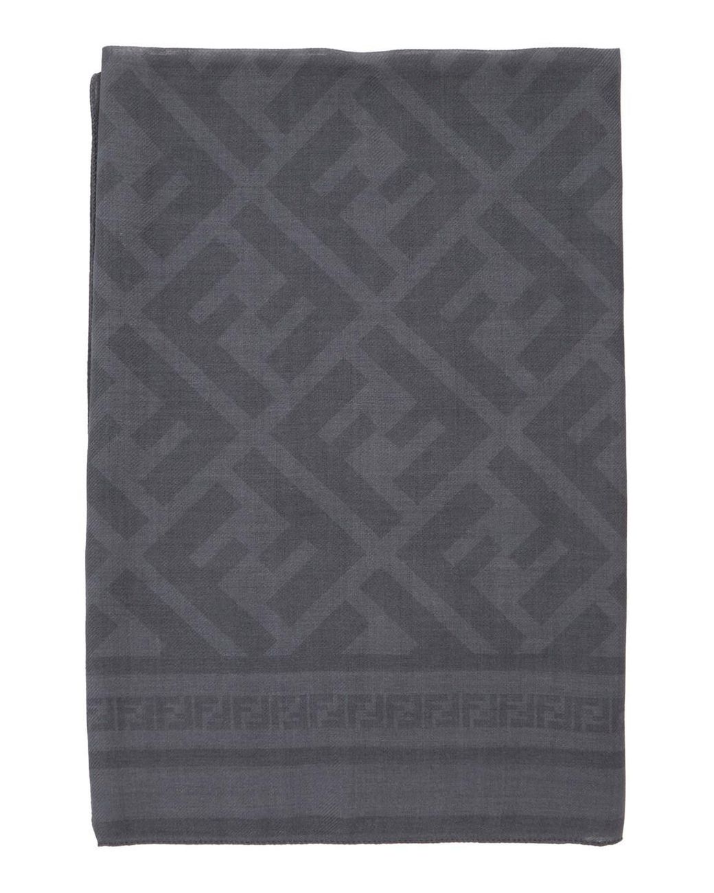 Fendi Gray Scarf With Ff Motif All-Over for men