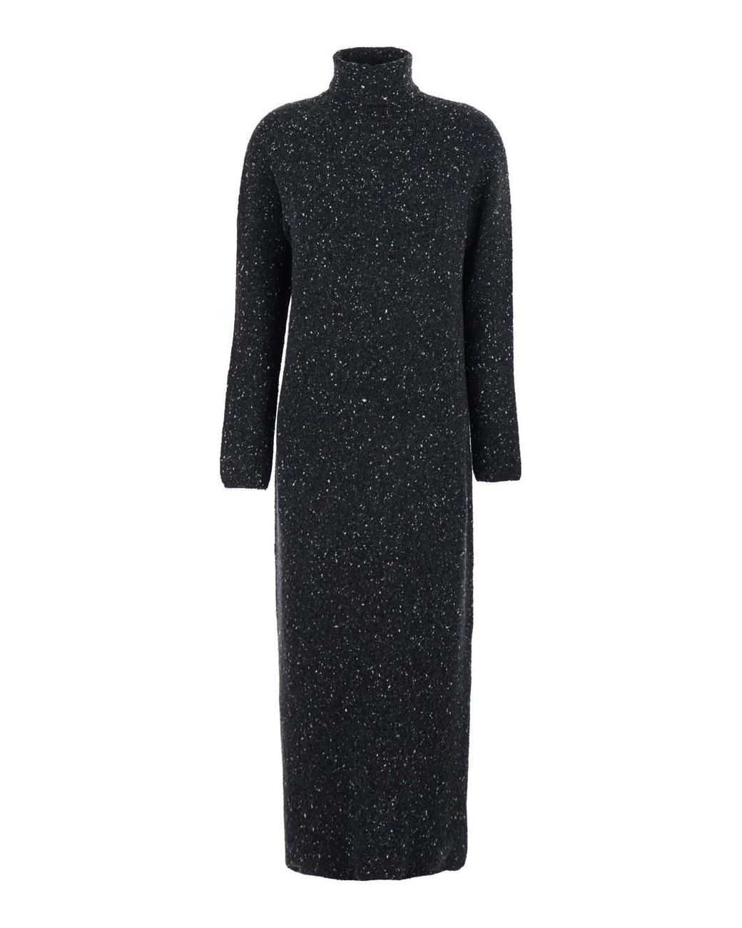 The Row Black 'Melani' Turtleneck Long Dress With Long Sleeves