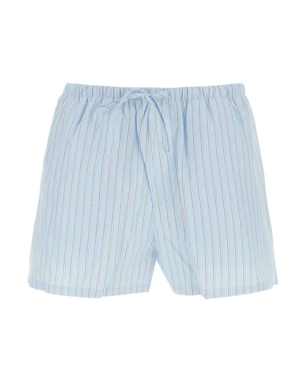DUNST Blue Striped 'Pajama Mini' Shorts With Elastic Waist For
