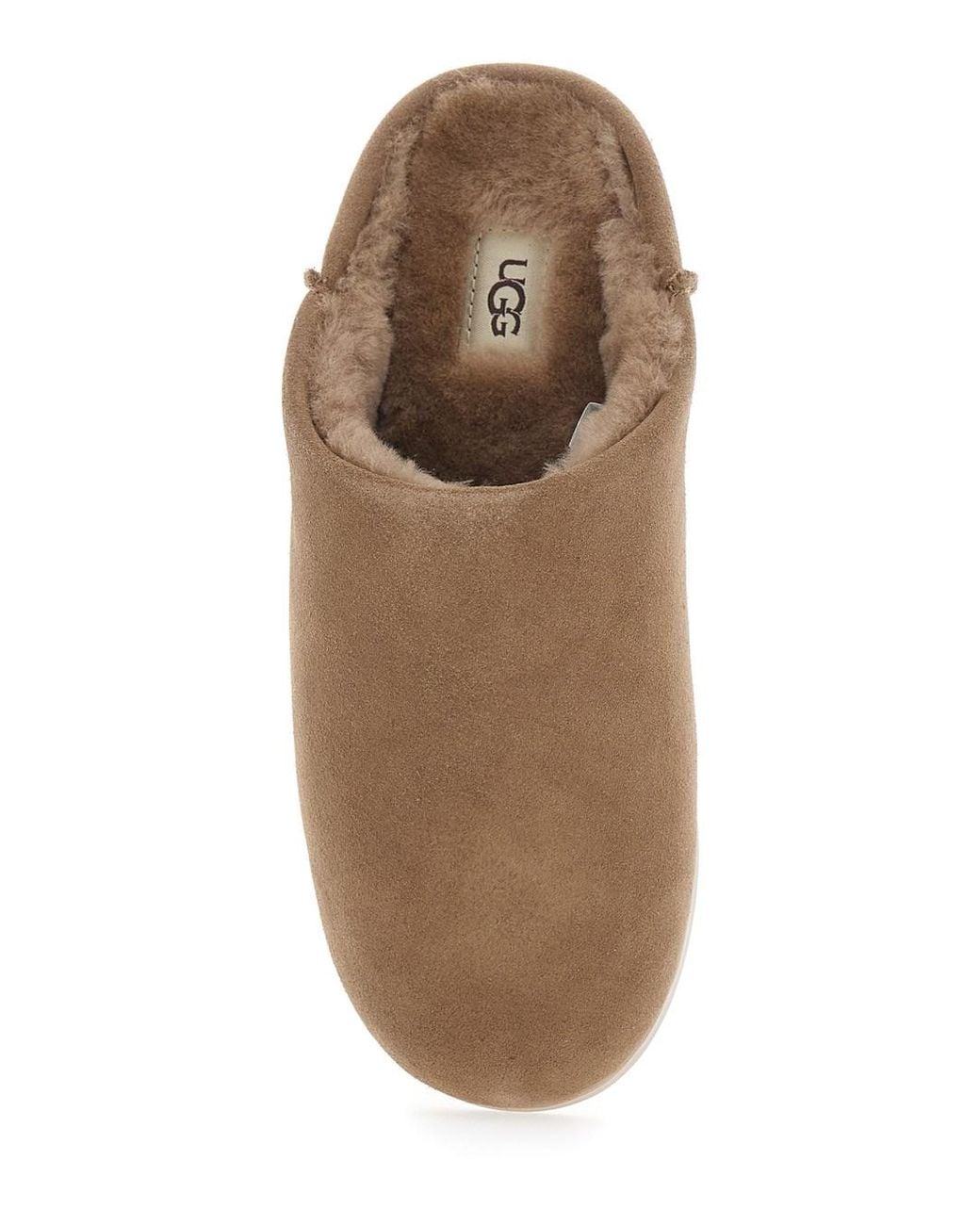 Ugg Brown 'Elea' Mule With Side Logo And Faux-Fur Lining