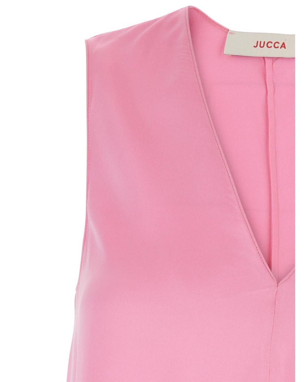 Jucca Pink Sleeveless Silk Top With V-Neck