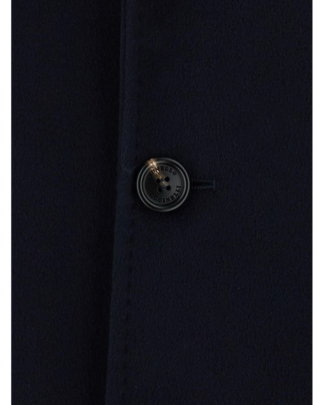 Brunello Cucinelli Blue Single-Breasted Coat With Notched Revers for men