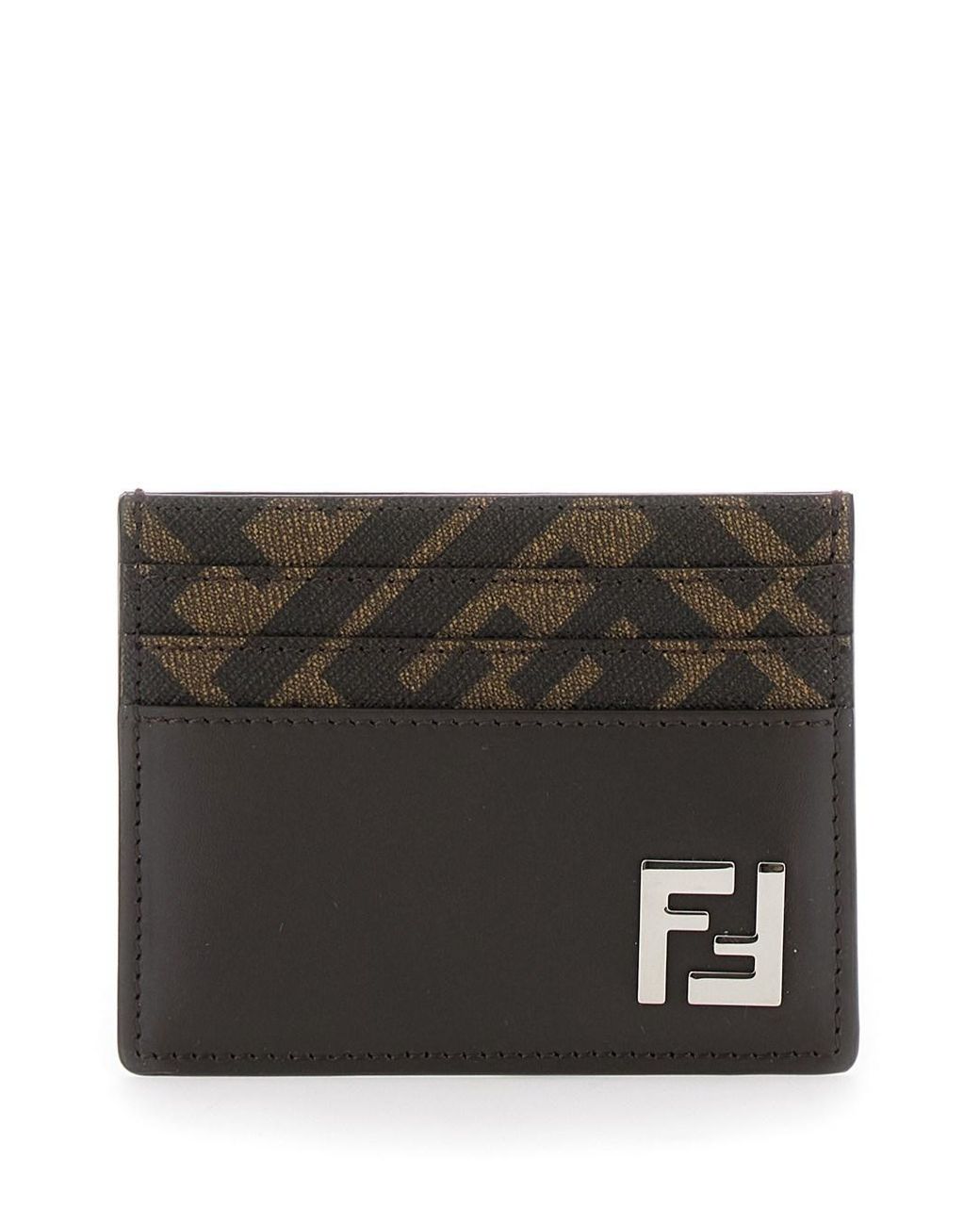 Fendi Black Squared Ff Card Holder for men