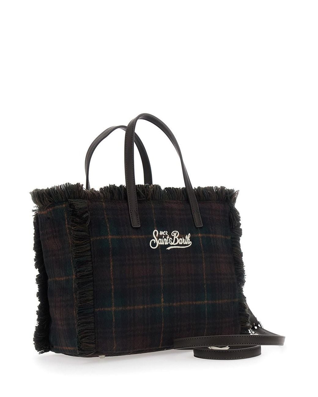 Mc2 Saint Barth Black Shoulder Bag Colette Wool N With Tartan And Poly