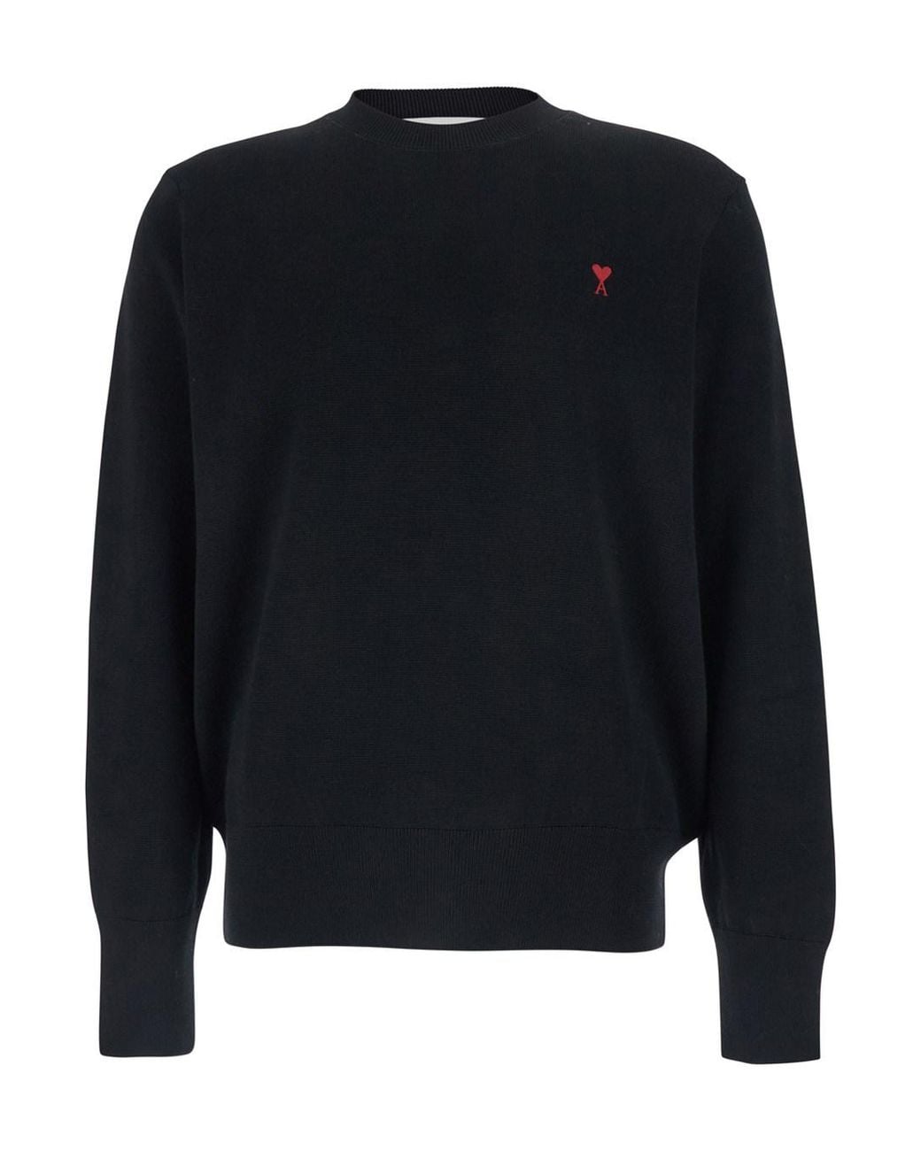 AMI Black Crewneck Sweater With Adc Embroidery On The Front for men