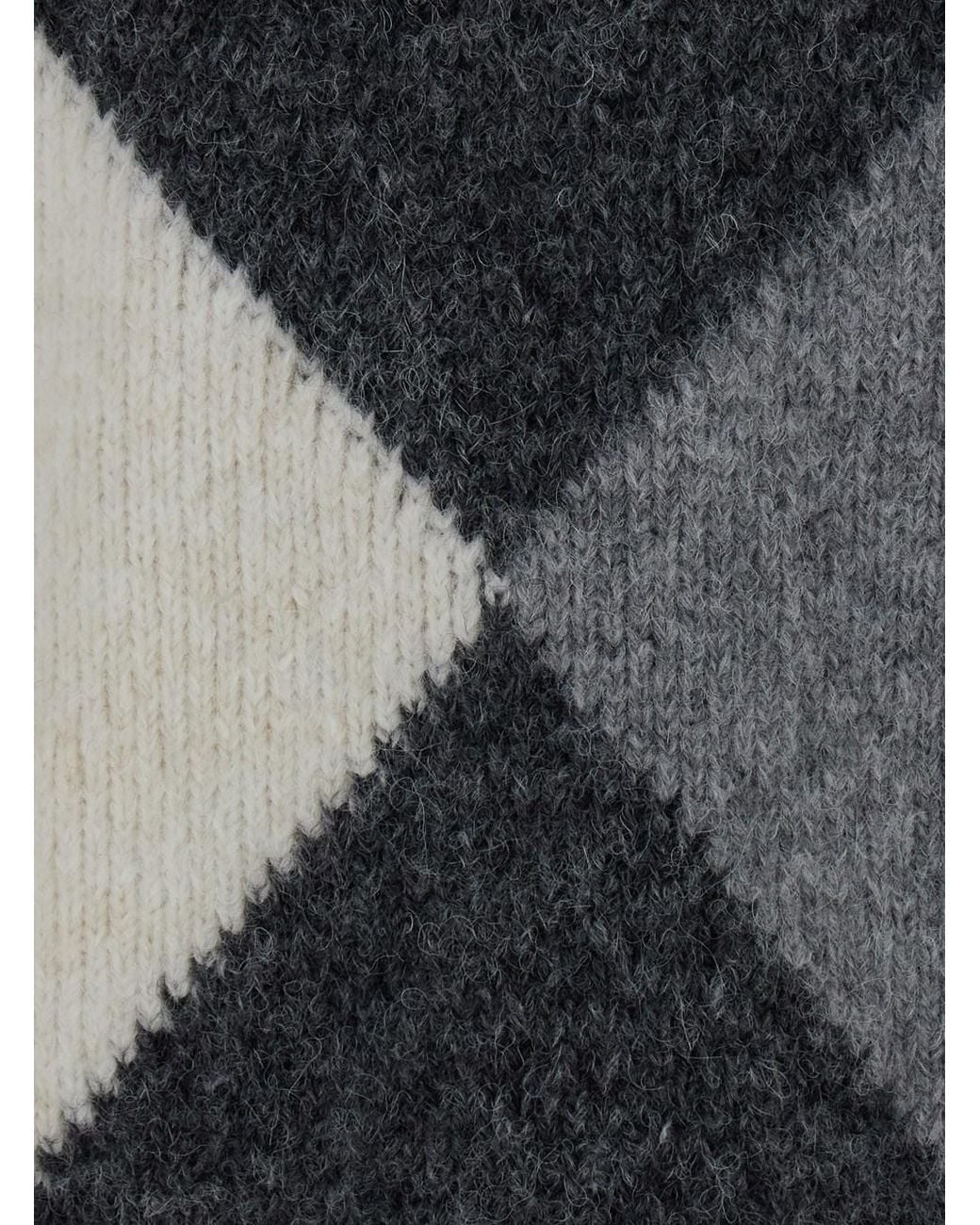 Semicouture Black 'Keira' Crew Neck Sweater With Argyle Motif On The Fr