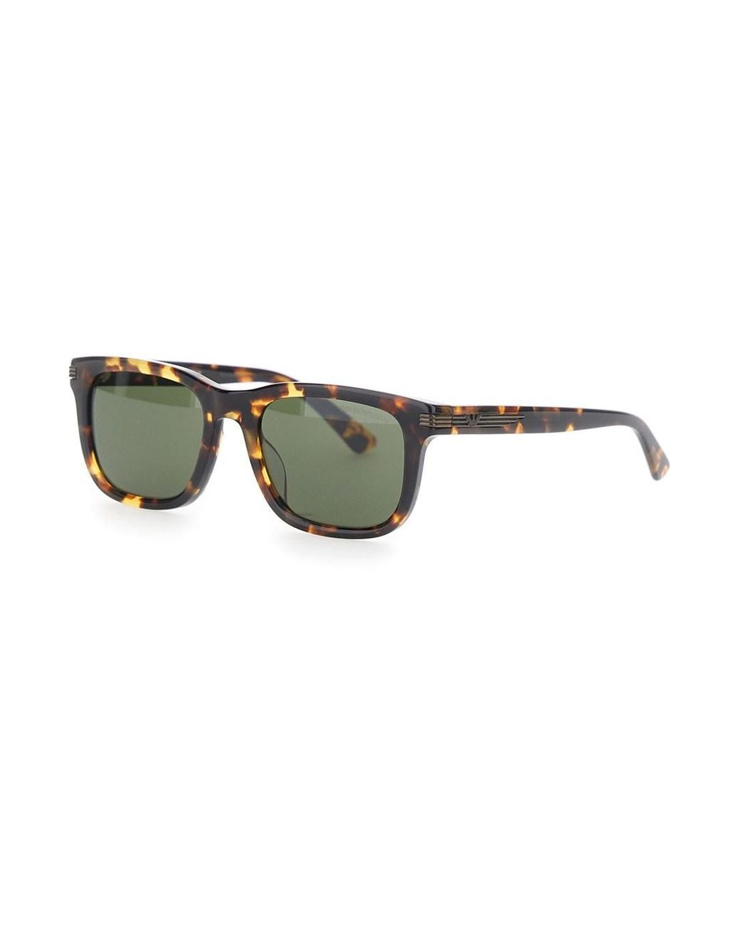 Emporio Armani Green Square-Lens Sunglasses With Leopard Print for men