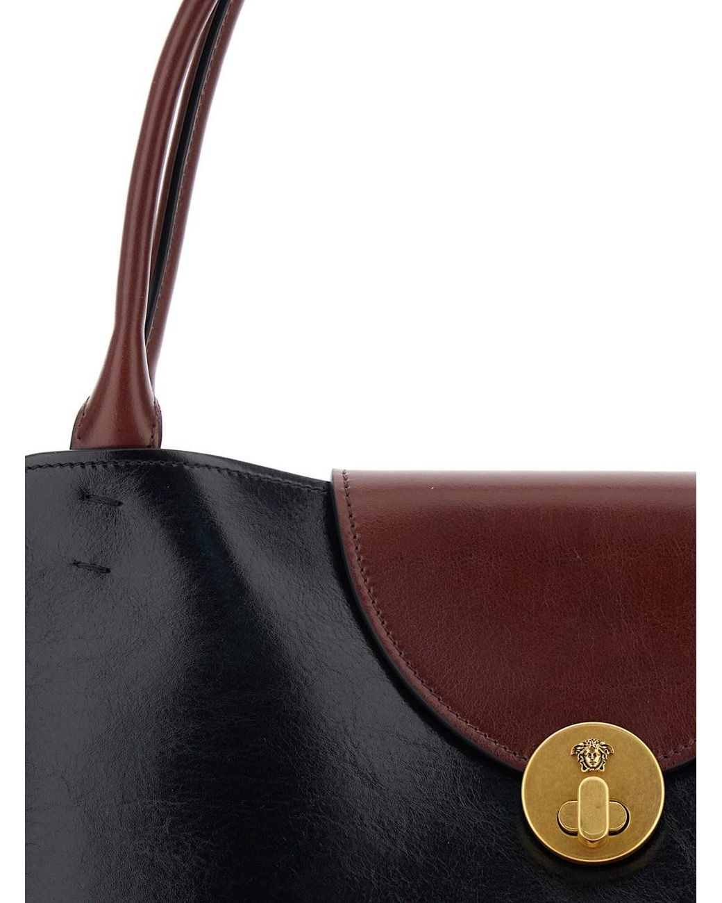 Versace Black 'Vivien' Shoulder Bag With Turn Lock Closure And Medusa
