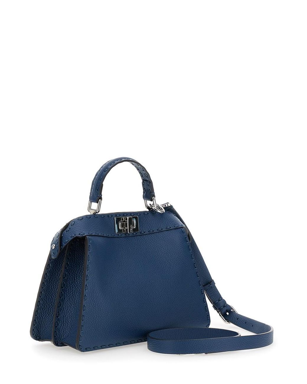 Fendi Blue 'Peekaboo Iseeu Small' Handbag With Shoulder Strap