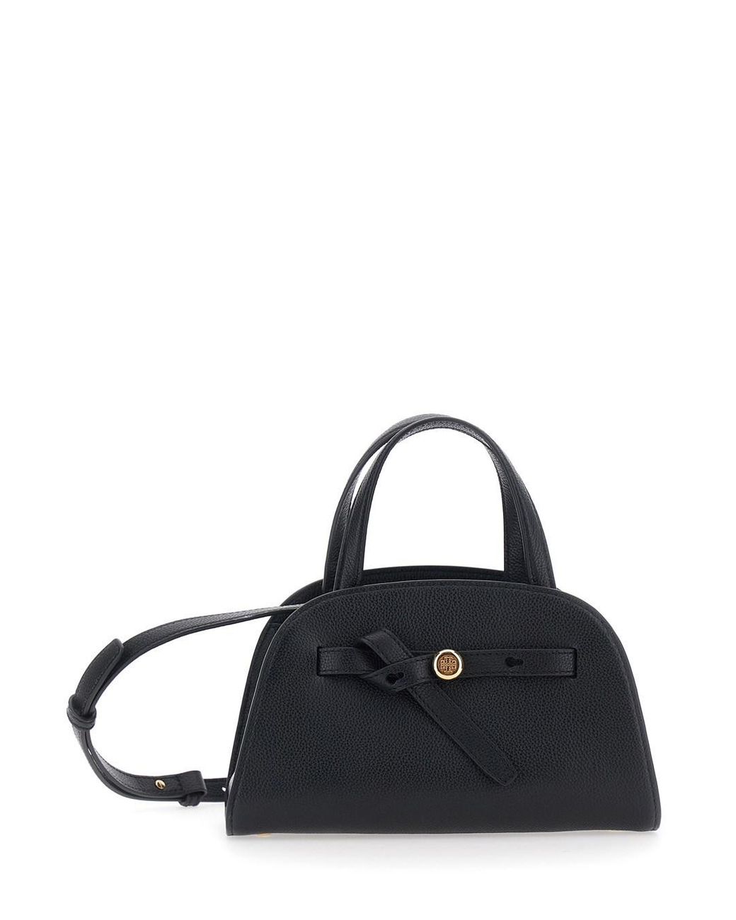 Tory Burch Black Tote Bag Romy Leather Handles Cow