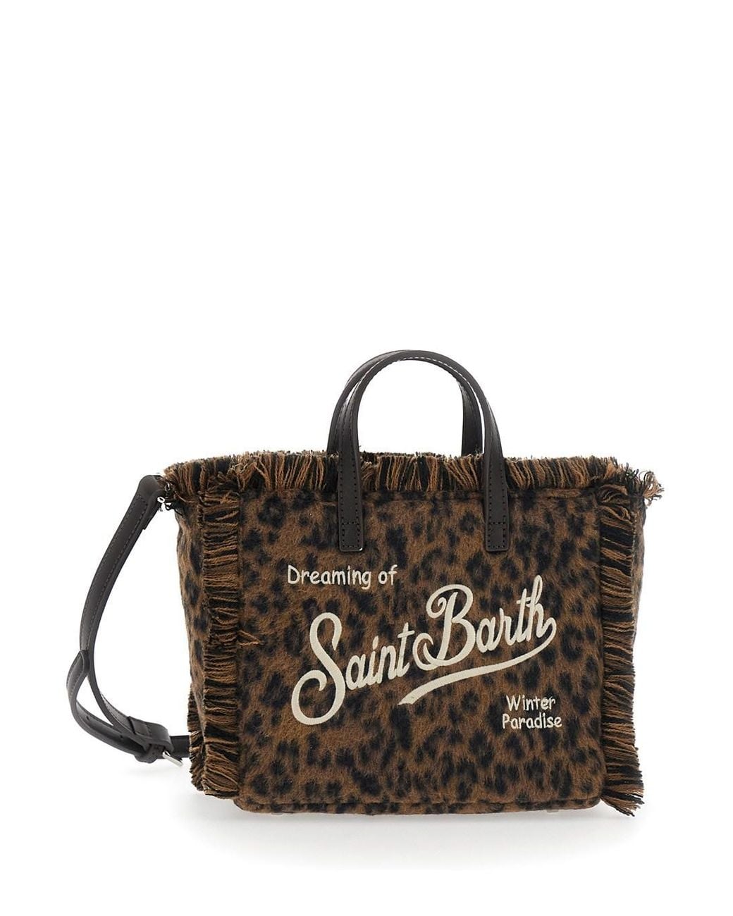 Mc2 Saint Barth Black Handbag With Felt And Leopard Details, Made Of Polyest