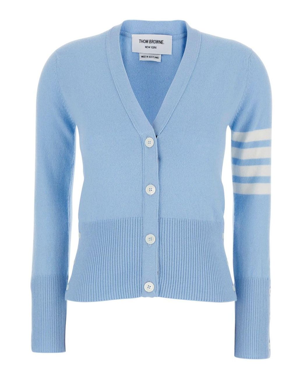 Thom Browne Blue V-Neck Cardigan Cashmere Tops