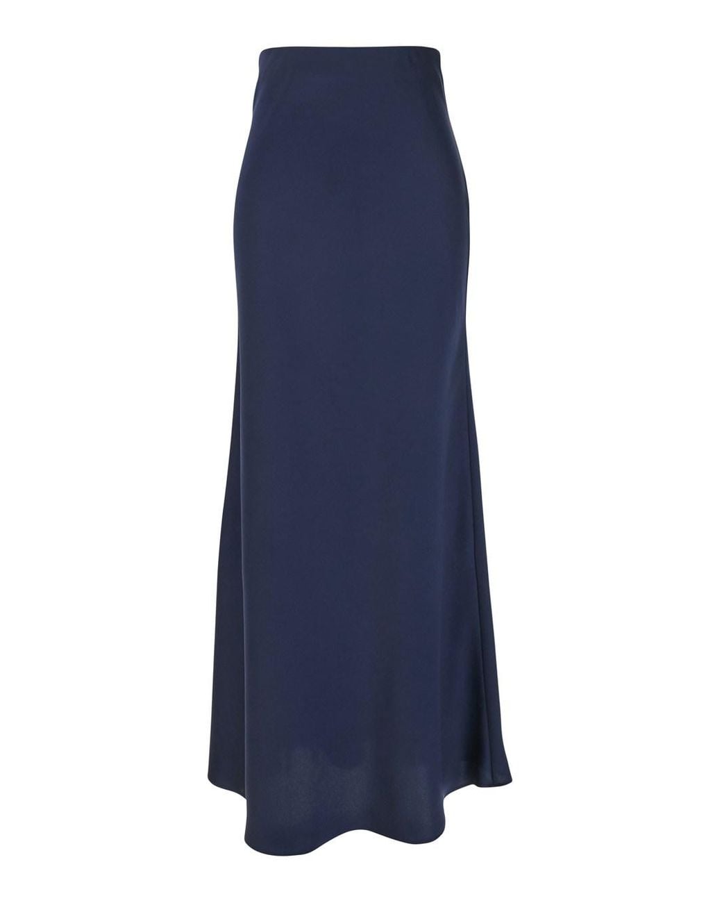 Le Plain Blue Long Skirt With Ruffle Detail