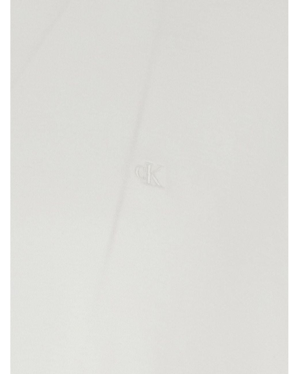 Calvin Klein White T-Shirt With Tone-On-Tone Logo On The Front for men