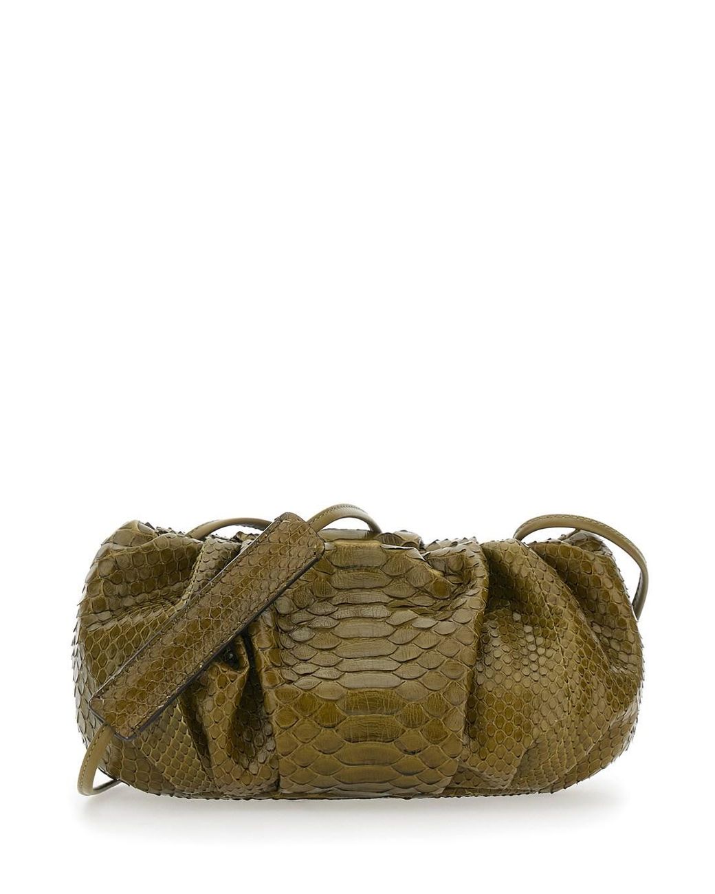 Biaggini Green 'Pillow' Clutch With Shoulder Strap And Magnetic Closure
