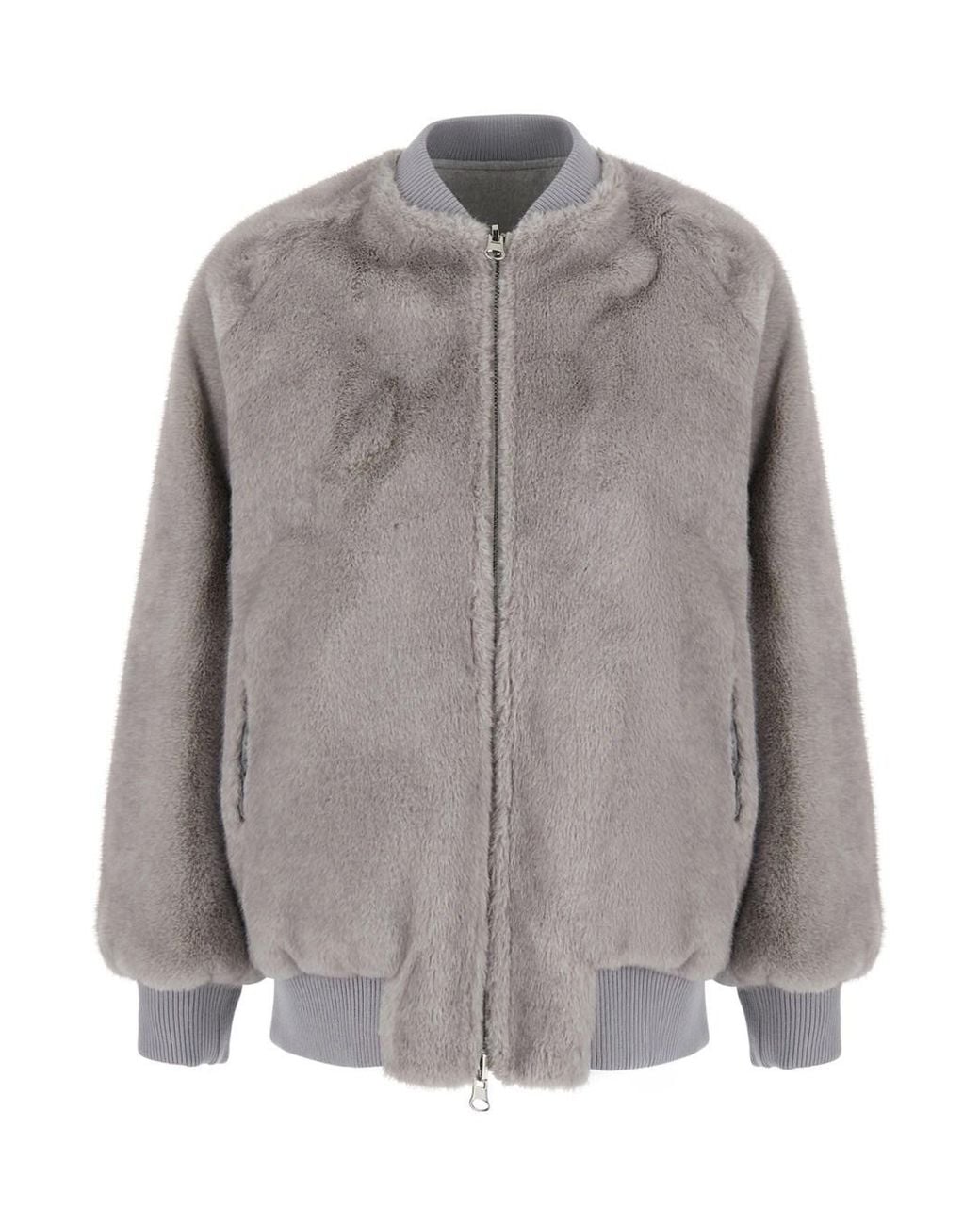 VALENTINI 1972 Gray Reversible Bomber Jacket With Ribbed Finishes And