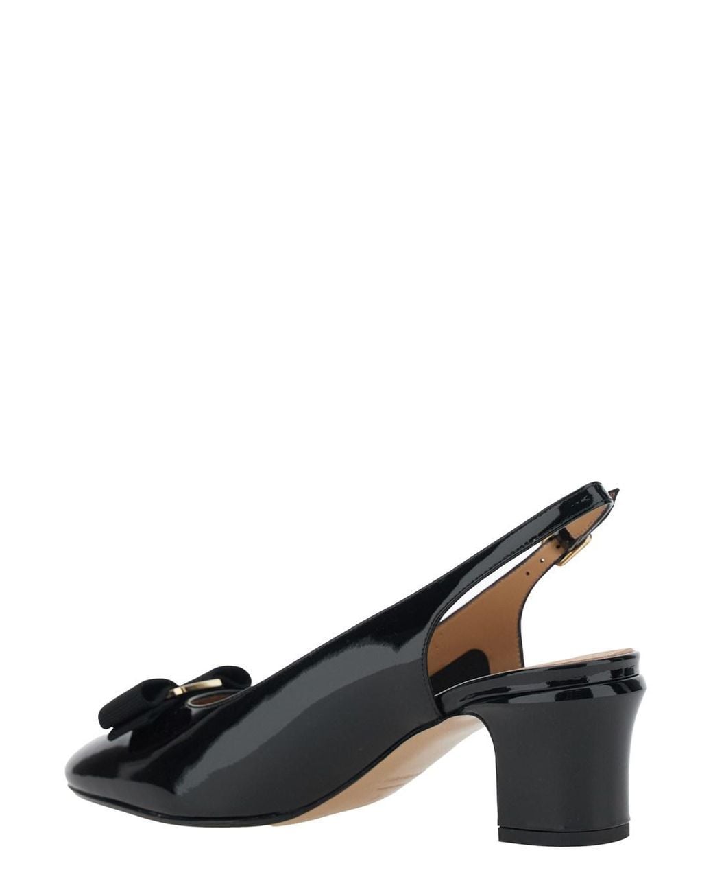 Ferragamo Black 'Vetty' Slingback Pumps With Logo Plaque On The Front And Low Block Heel