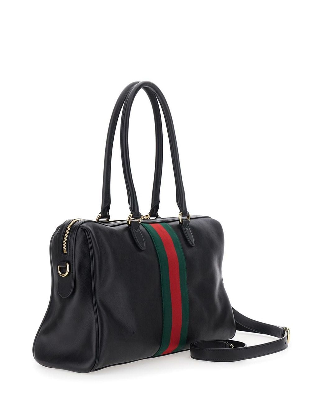 Gucci Black Shoulder Bag With Horsebit And Web Ribbon