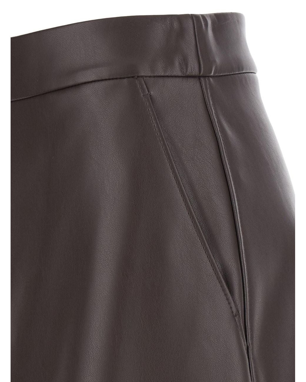 Max Mara Gray Leather-Effect Jersey Skirt
