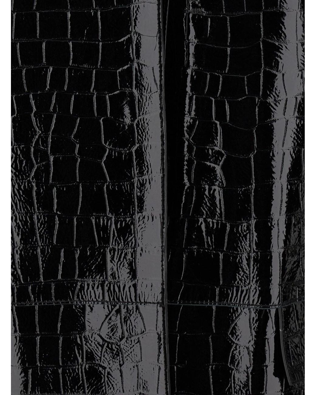 Totême Black Leather Coat With Crocodile Effect
