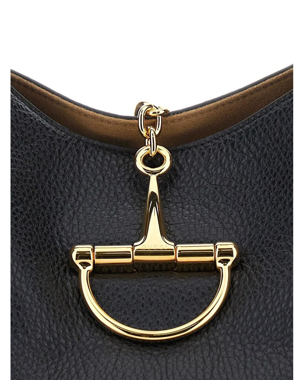 Gucci Black 'Softbit Large' Shoulder Bag With Maxi Metal Clamp