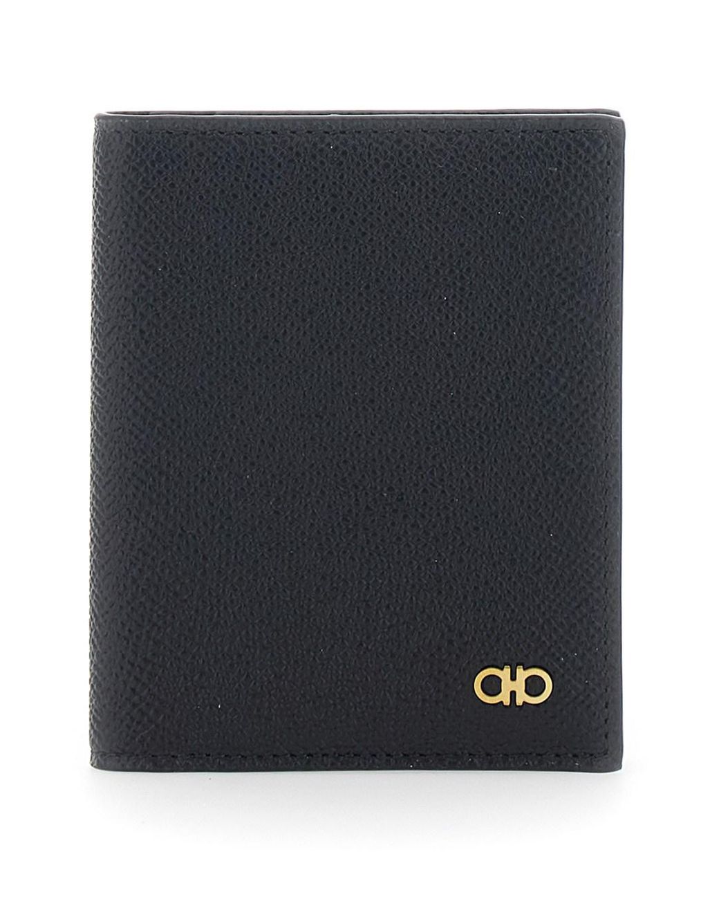 Ferragamo Black 'Micro Gancini' Card Holder Bi-Fold With Logo for men