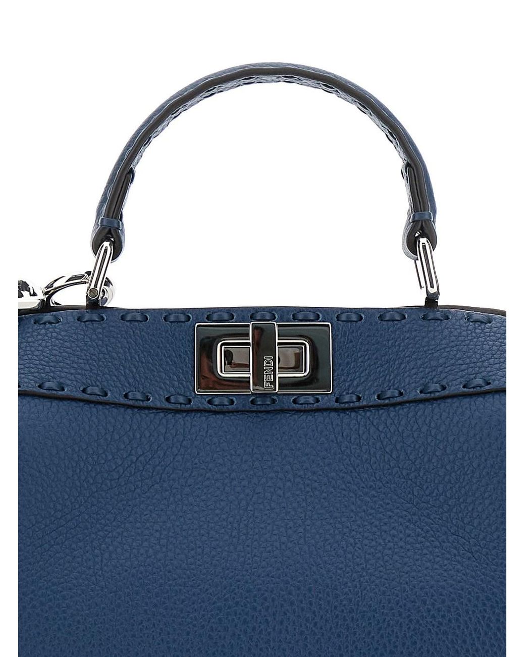 Fendi Blue 'Peekaboo Iseeu Small' Handbag With Shoulder Strap