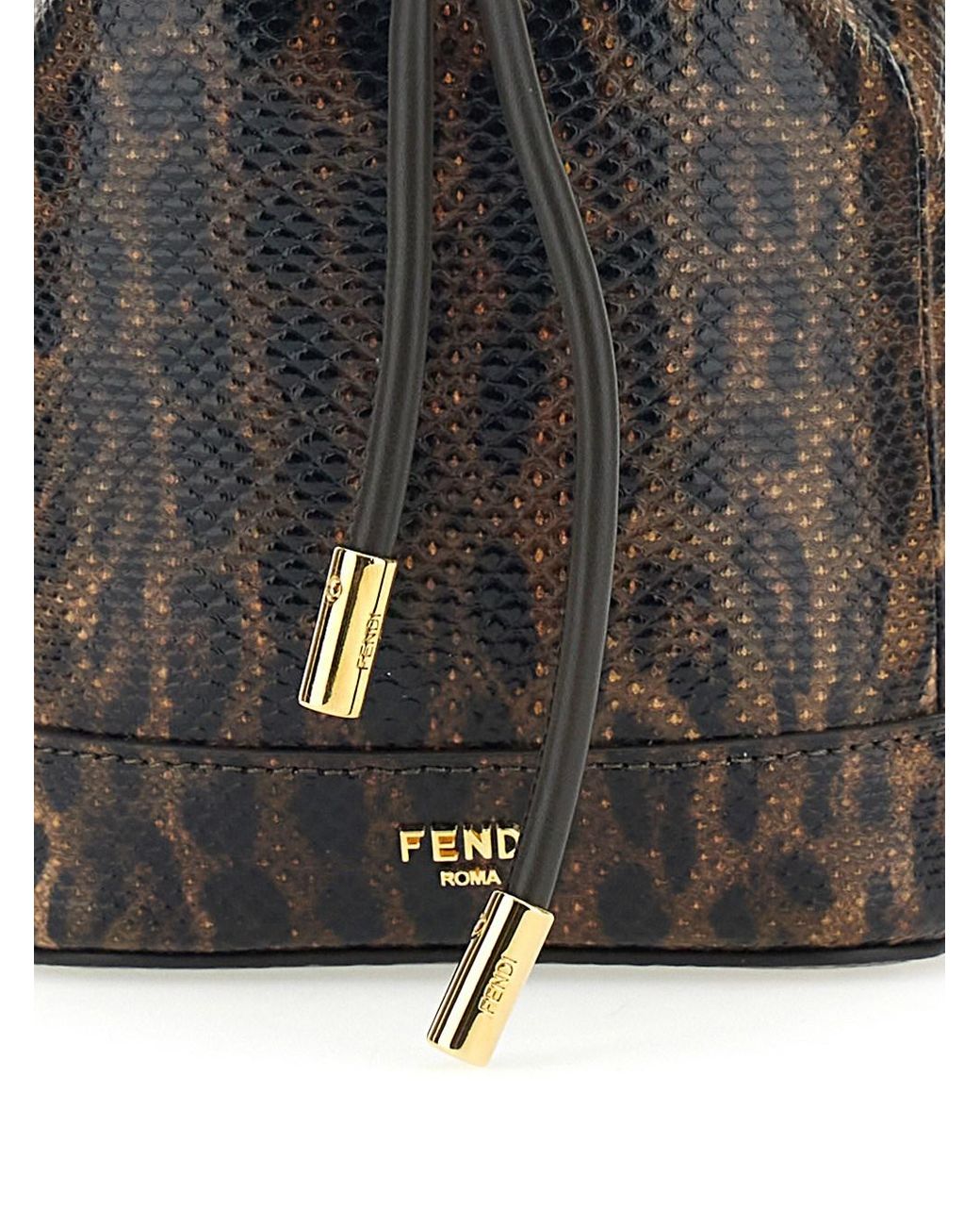 Fendi Black 'Mon Tresor Mini' Handbag With Removable Shoulder Strap And Jaguar Print