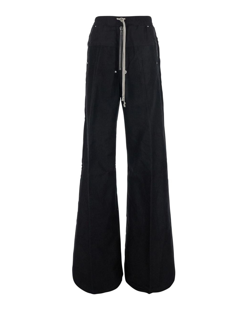 Rick Owens Black Wide Leg Tech Fabric Trousers for men