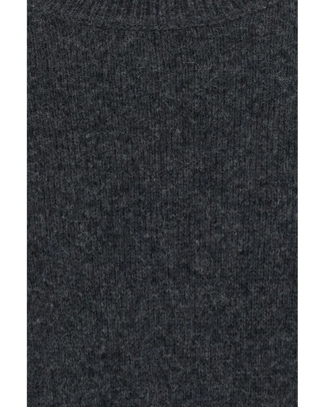 Roberto Collina Gray Crew Neck Sweater With Ribbed Details for men