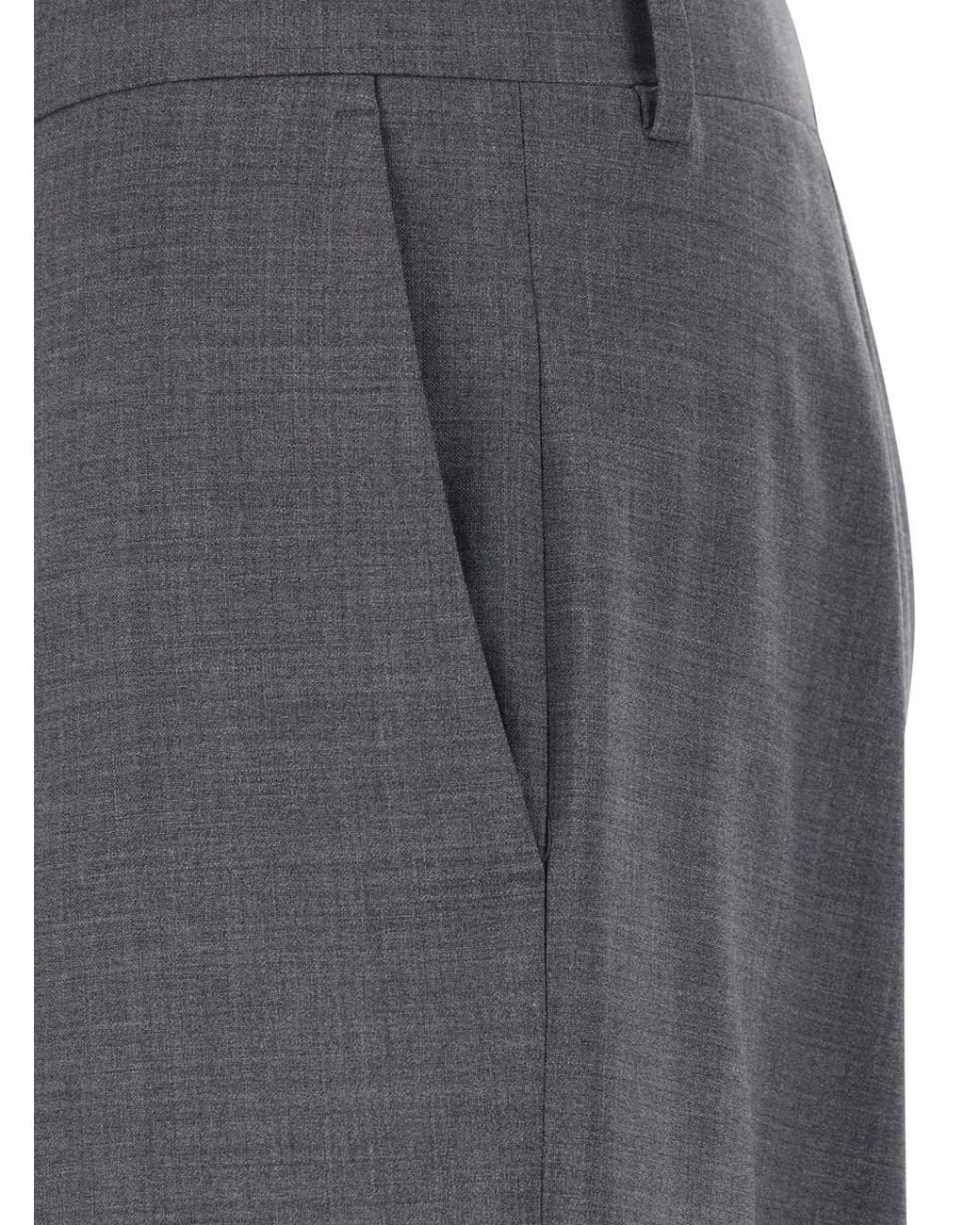 Emporio Armani Gray Flat Front Trousers for men