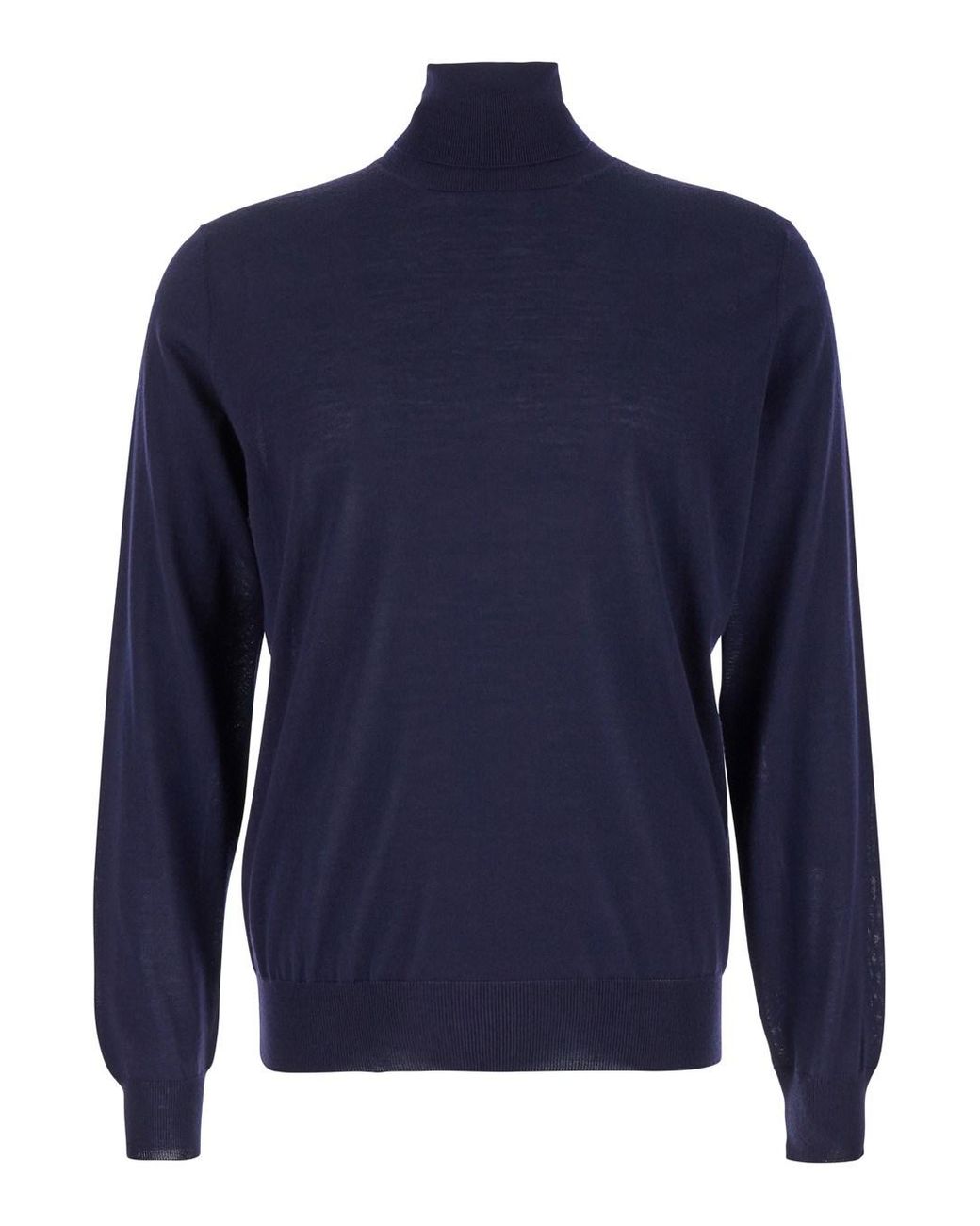 Le Plain Blue Turtleneck With Ribbed Details for men