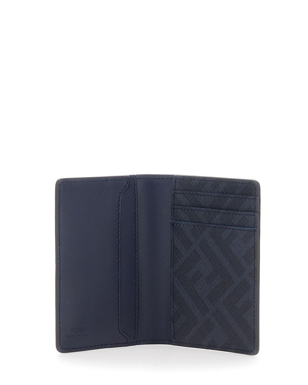 Fendi Blue Card Case With Ff Logo Plaque On Front And Rectangular Design for men