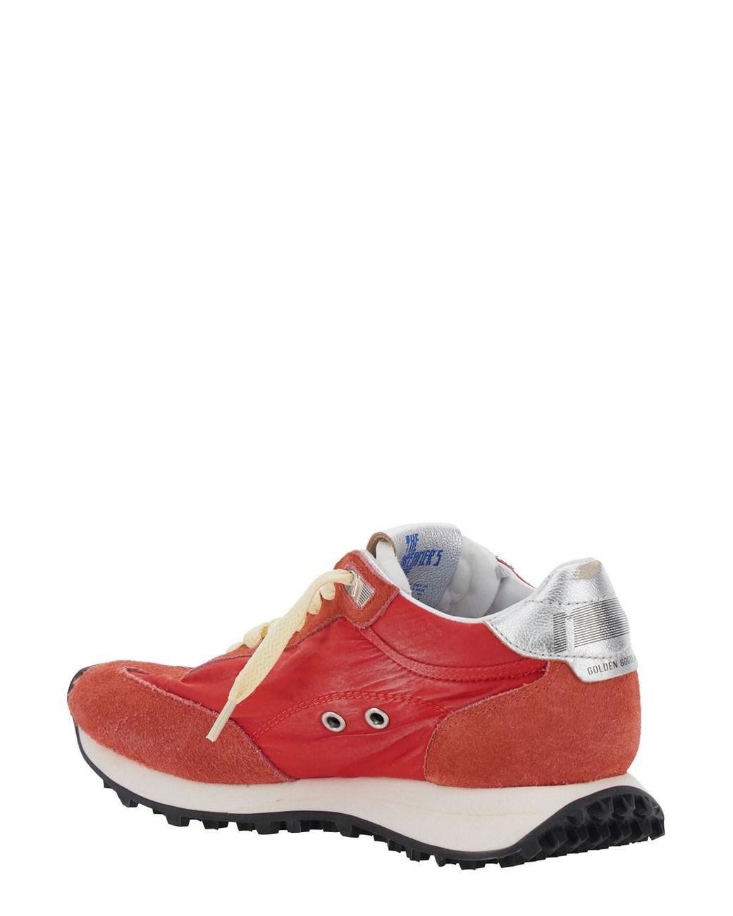 Golden Goose Deluxe Brand Red Sneakers Running Marathon With Nylon Upper And Suede Toe