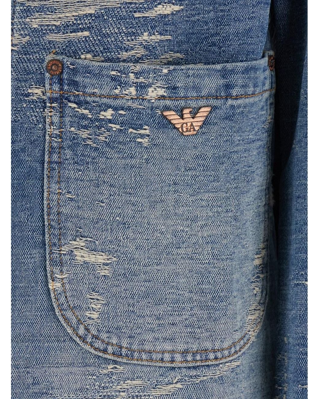 Emporio Armani Blue Denim Blazer For for men