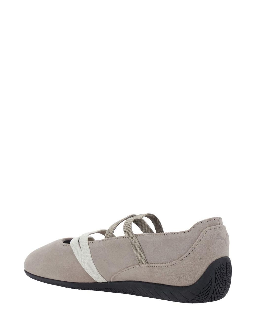 PUMA White Speedcat Tech Fabric Ballerina Sneakers With Rubber Sole