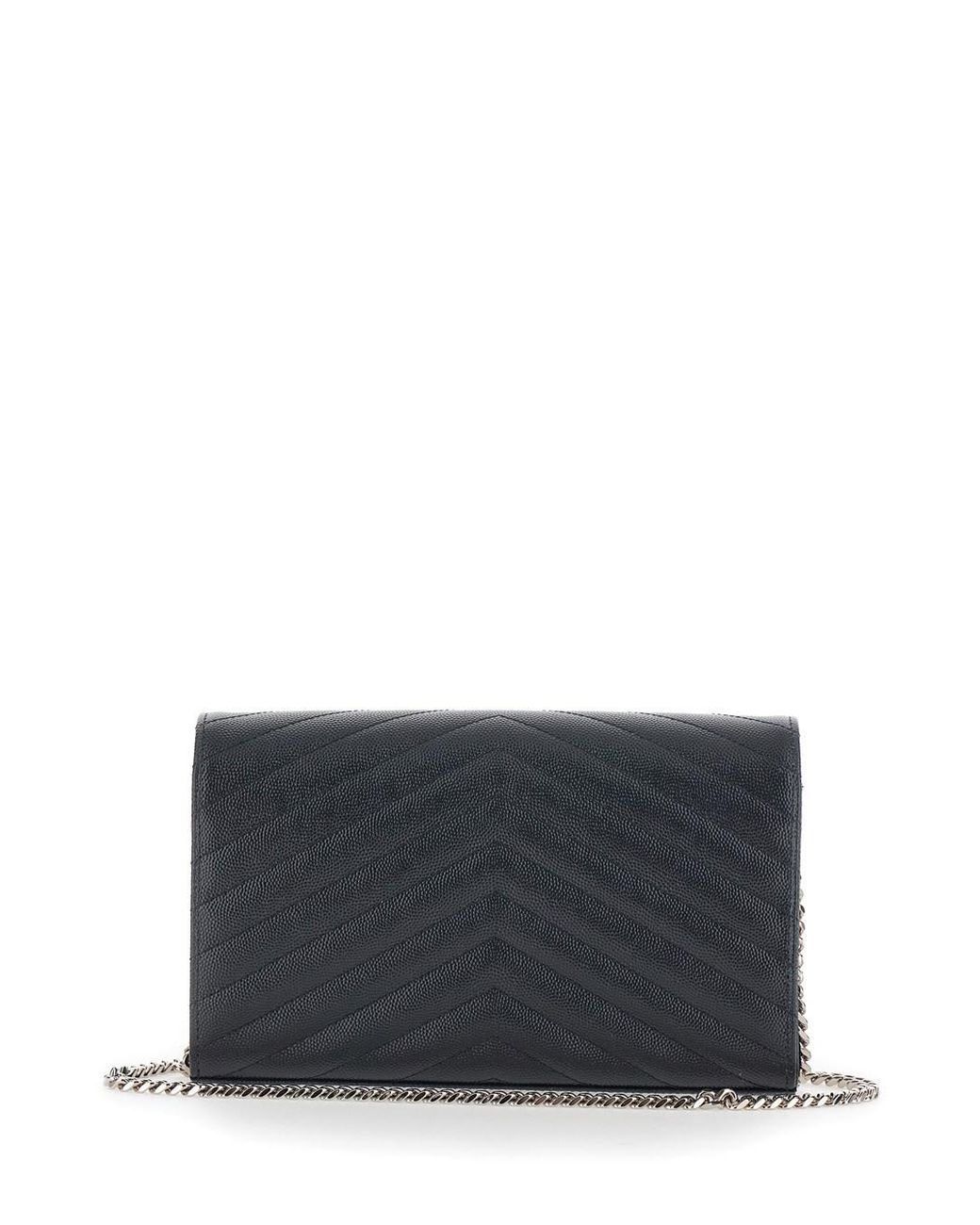 Saint Laurent Gray Crossbody Bag With Chain Strap And Cassandre Plaque On The Front