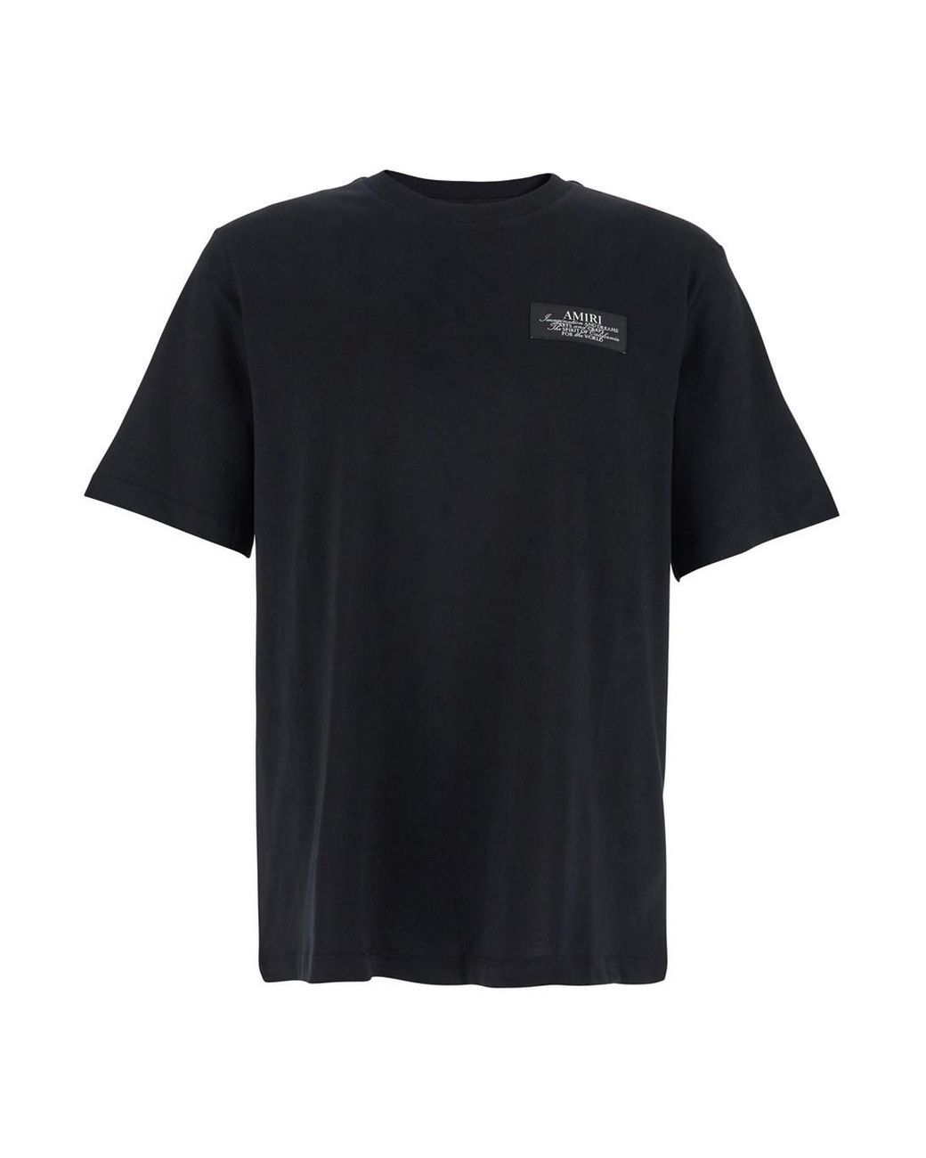 Amiri Black Crewneck T-Shirt With Logo Patch On The Front And Maxi Logo Print On The Rear for men