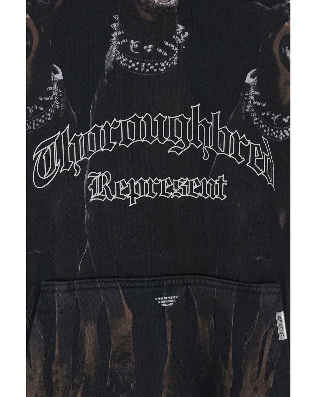 Represent Black Hooded Sweatshirt Vintage for men