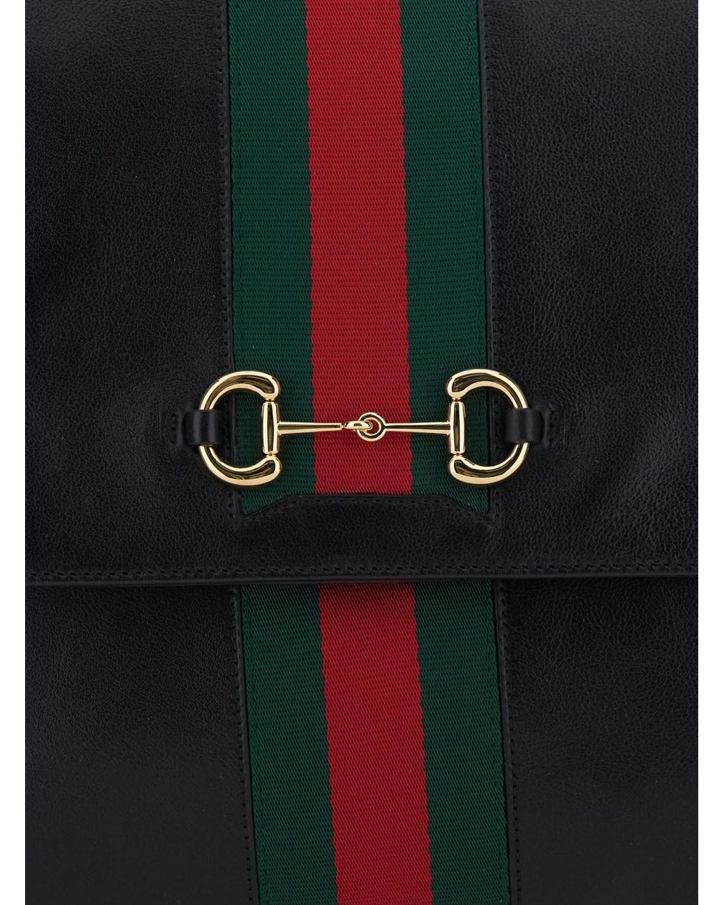Gucci Black 'Paparazzo' Large Handbag With Horsebit And Web Stripe On